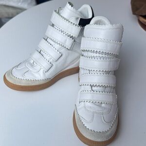 Isabel Marant Kids White High-Top Velcro Sneakers with Gum Soles